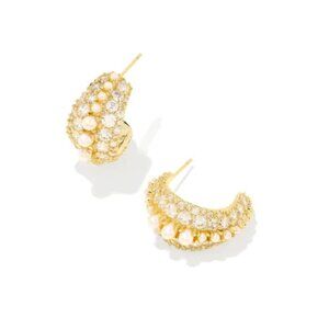 KENDRA SCOTT Krista Gold Hoop Earrings in White Mix
